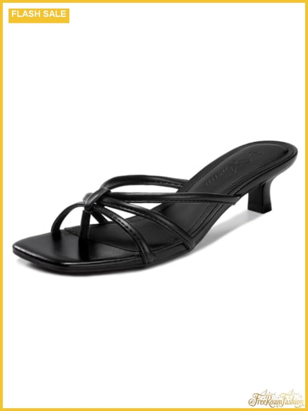 Kitten Heel Thong Sandals Square Open Toe Slip On Heeled Flip Flops